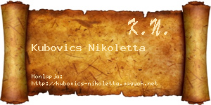 Kubovics Nikoletta névjegykártya